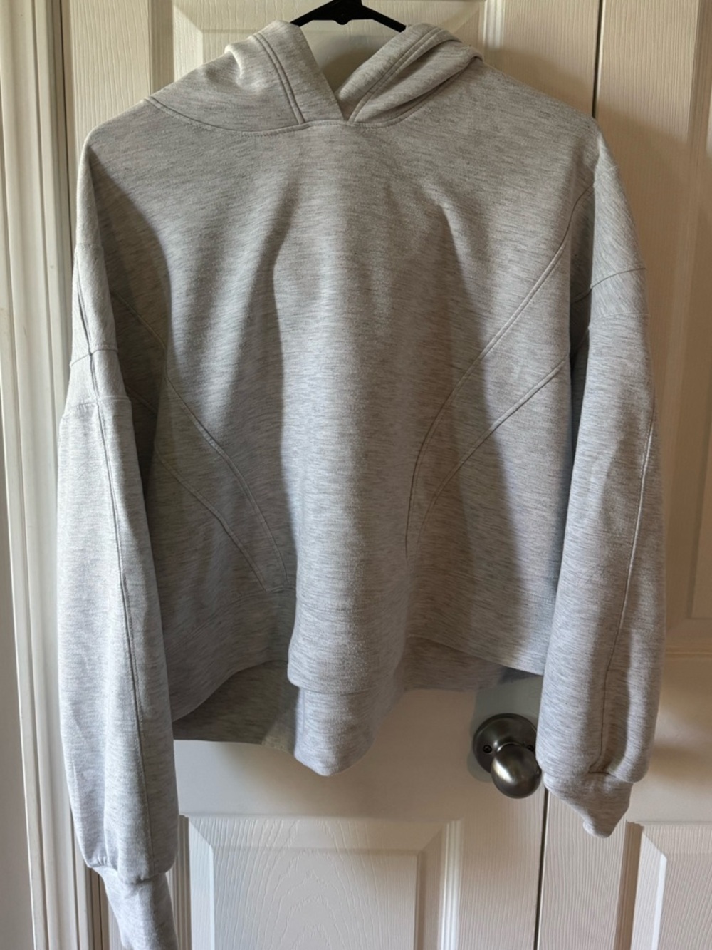 Yogalicious Light Gray Hoodie Crewneck ,Cropped Pullover